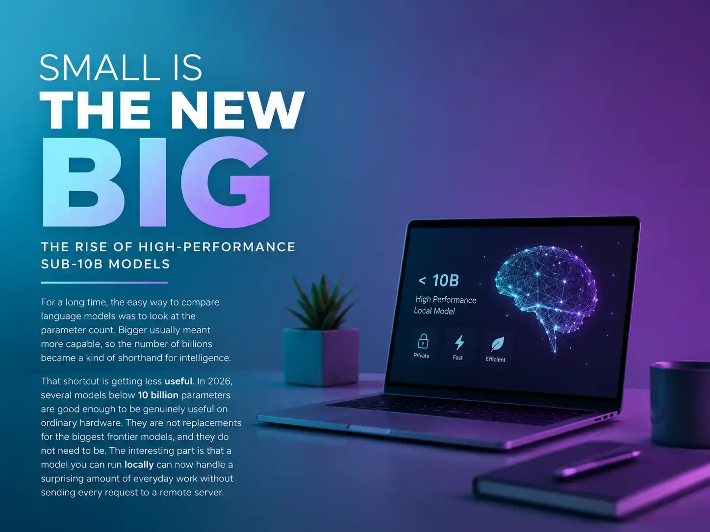 Small is the new big: the rise of high-performance sub-10B models — a high-performance local model running privately, fast, and efficiently on a laptop.